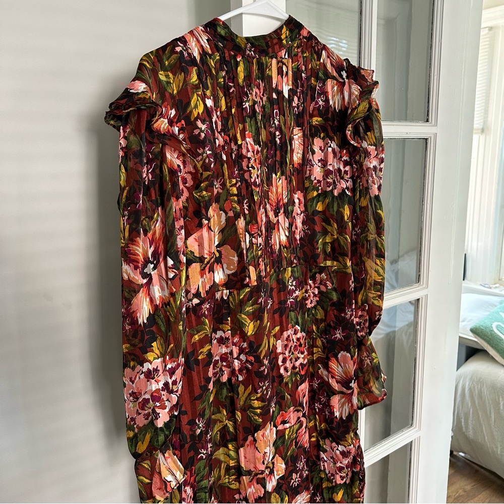 Topshop Floral Long Sleeve Dress, Size 8